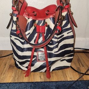 Dooney & bourke large Zebra leather bucket purse